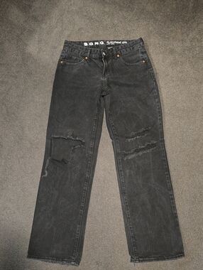 S.O.N.G. Women's Black Boot Cut Ripped Jeans